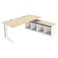 Bureau droit Fusion - l. 180 x pr. 80 cm + meuble de rangement ouvert l. 160 cm - pieds C