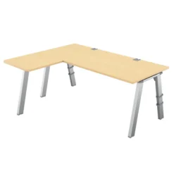 Bureau droit Fusion - l. 180 x pr. 80 cm + retour l. 60 x pr. 60 cm - 4 pieds