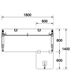 Bureau droit Fusion - l. 180 x pr. 80 cm + retour l. 60 x pr. 60 cm - 4 pieds