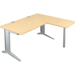Bureau droit Fusion - l. 160 x pr. 80 cm + retour l. 60 x pr. 60 cm - pieds C