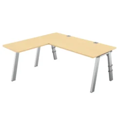 Bureau droit Fusion - l. 180 x pr. 80 cm + retour l. 80 x pr. 60 cm - 4 pieds