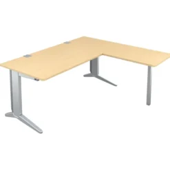 Bureau droit Fusion - l. 180 x pr. 80 cm + retour l. 80 x pr. 60 cm - pieds C