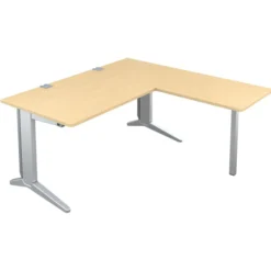 Bureau droit Fusion - l. 160 x pr. 80 cm + retour l. 80 x pr. 60 cm - pieds C