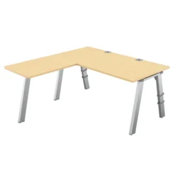 Bureau droit Fusion - l. 160 x pr. 80 cm + retour l. 80 x pr. 60 cm - 4 pieds