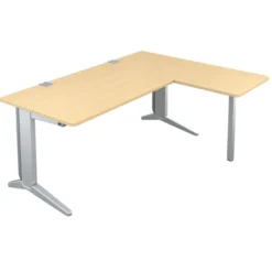 Bureau droit Fusion - l. 180 x pr. 80 cm + retour l. 60 x pr. 60 cm - pieds C