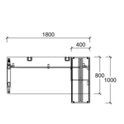Bureau droit Fusion - l. 180 x pr. 80 cm - sur meuble de rangement l. 100 cm avec porte - 4 pieds