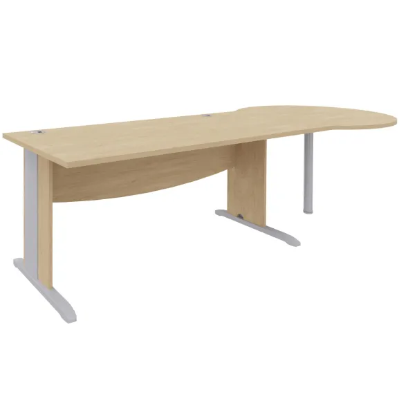 Bureau droit Majesty - l. 160 x pr. 80 cm - avec convivialité goutte d'eau - piétement dégagement latéral