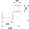 Bureau droit Majesty - l. 120 x pr. 80 cm + angle 90° + retour l. 80 x pr. 80 cm - piétement dégagement latéral