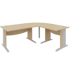 Bureau droit Majesty - l. 120 x pr. 80 cm + angle 90° + retour l. 80 x pr. 80 cm - piétement dégagement latéral