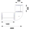 Bureau droit Majesty - l. 140 x pr. 80 cm + angle 90° + retour l. 80 x pr. 80 cm - piétement dégagement latéral