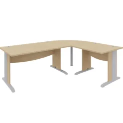 Bureau droit Majesty - l. 140 x pr. 80 cm + angle 90° + retour l. 80 x pr. 80 cm - piétement dégagement latéral