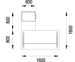 Bureau droit Majesty - l. 160 x pr. 80 cm + retour l. 80 x pr. 60 cm sur caisson - piétement dégagement latéral