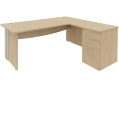 Bureau droit Majesty - l. 180 x pr. 80 cm + retour l. 80 x pr. 60 cm sur caisson - pieds panneaux