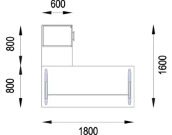 Bureau droit Majesty - l. 180 x pr. 80 cm + retour l. 80 x pr. 60 cm sur caisson - pieds panneaux