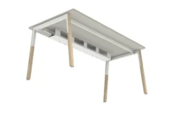 Bureau droit Nouvelle Vague - l. 140 x pr. 80 cm - pieds bois
