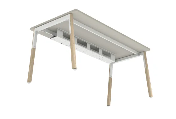 Bureau droit Nouvelle Vague - l. 140 x pr. 80 cm - pieds bois