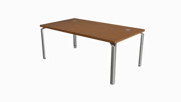 Bureau droit placage bois Epure Manager - l. 180 x pr. 100 cm - piétement aluminium poli
