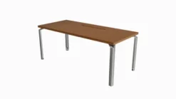 Bureau droit placage bois Epure Manager - l. 180 x pr. 80 cm - top access ébénisterie - piétement aluminium poli