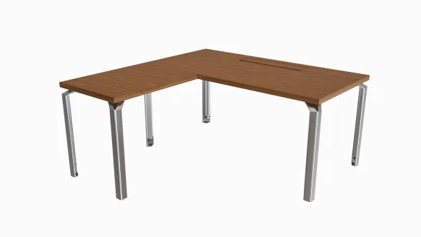 Bureau droit placage bois Epure Manager - l. 160 x pr. 80 + ret. l. 80 x pr. 60 cm - top access ébénisterie