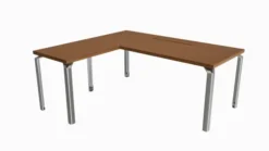 Bureau droit placage bois Epure Manager - l. 180 x pr. 80 + ret. l. 80 x pr. 60 cm - top access ébénisterie
