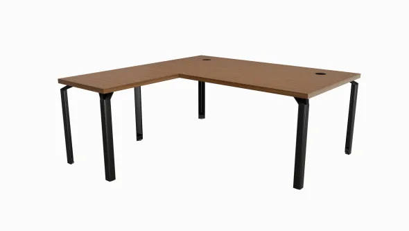 Bureau droit placage bois Epure Manager - l. 180 x pr. 100 + retour l. 80 x pr. 60 cm