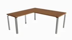 Bureau droit placage bois Epure Manager - l. 180 x pr. 80 + ret. l. 100 x pr. 60 cm - top access ébénisterie