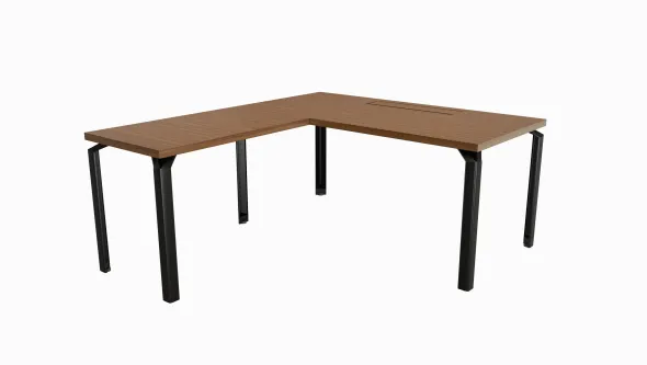Bureau droit placage bois Epure Manager - l. 160 x pr. 100 + retour l. 80 x pr. 60 cm - top access ébénisterie