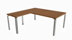 Bureau droit placage bois Epure Manager - l. 180 x pr. 100 + ret. l. 80 x pr. 60 cm - top access ébénisterie