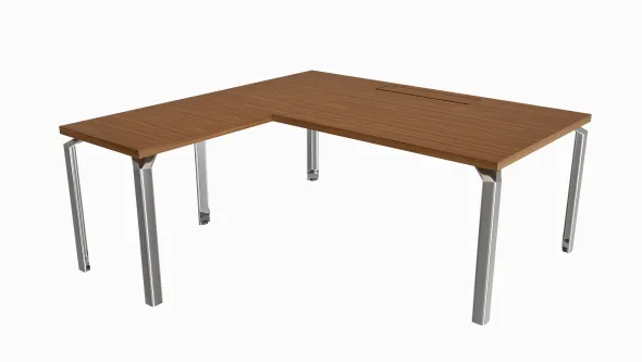 Bureau droit placage bois Epure Manager - l. 180 x pr. 100 + ret. l. 80 x pr. 60 cm - top access ébénisterie