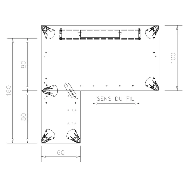 Bureau droit placage bois Epure Manager - l. 180 x pr. 100 + ret. l. 80 x pr. 60 cm - top access ébénisterie