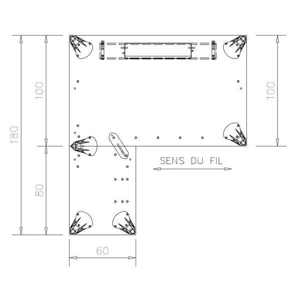 Bureau droit placage bois Epure Manager - l. 160 x pr. 100 + ret. l. 80 x pr. 60 cm - top access ébénisterie