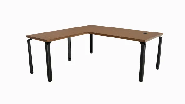 Bureau droit placage bois Epure Manager - l. 180 x pr. 80 + retour l. 100 x pr. 60 cm