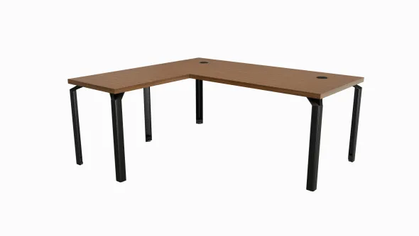 Bureau droit placage bois Epure Manager - l. 180 x pr. 80 + retour l. 80 x pr. 60 cm