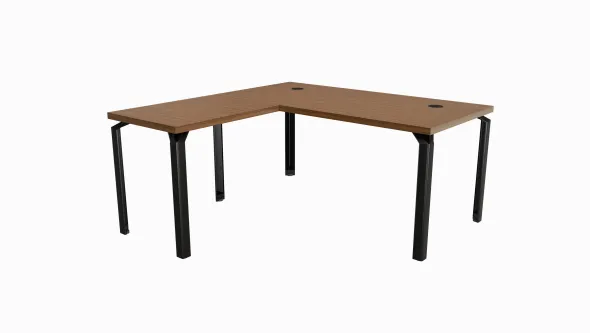 Bureau droit placage bois Epure Manager - l. 160 x pr. 80 + retour l. 80 x pr. 60 cm