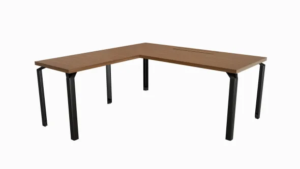 Bureau droit placage bois Epure Manager - l. 180 x pr. 80 + retour l. 100 x pr. 60 cm - top access ébénisterie