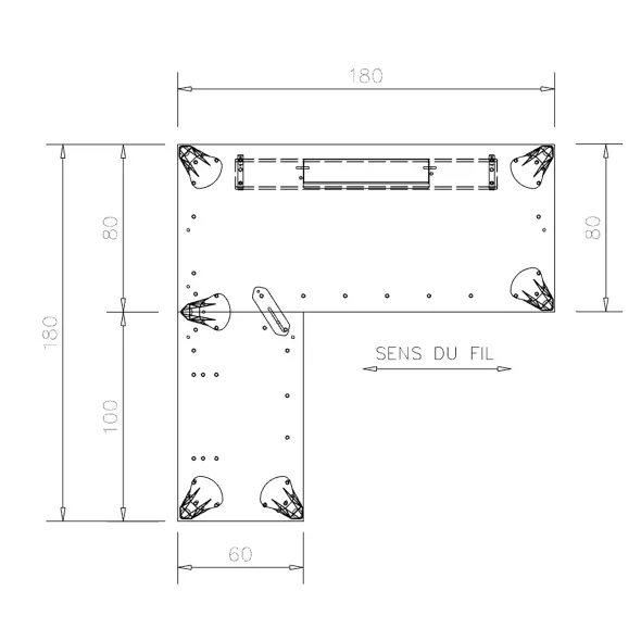 Bureau droit placage bois Epure Manager - l. 180 x pr. 80 + retour l. 100 x pr. 60 cm - top access ébénisterie