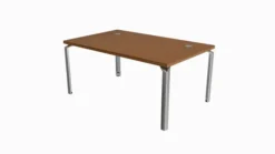 Bureau droit placage bois Epure Manager - l. 160 x pr. 100 cm - piétement aluminium poli