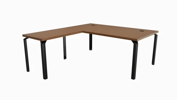 Bureau droit placage bois Epure Manager - l. 180 x pr. 100 + retour l. 100 x pr. 60 cm