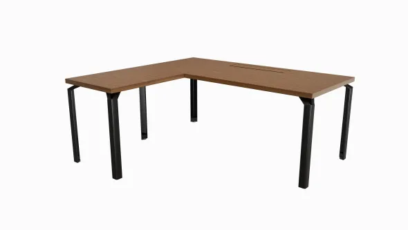 Bureau droit placage bois Epure Manager - l. 180 x pr. 80 + retour l. 80 x pr. 60 cm - top access ébénisterie