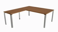 Bureau droit placage bois Epure Manager - l. 180 x pr. 100 + ret. l. 100 x pr. 60 cm - top access ébénisterie