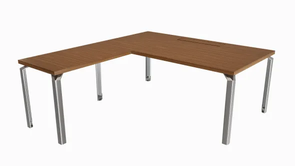 Bureau droit placage bois Epure Manager - l. 180 x pr. 100 + ret. l. 100 x pr. 60 cm - top access ébénisterie