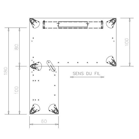 Bureau droit placage bois Epure Manager - l. 180 x pr. 100 + ret. l. 100 x pr. 60 cm - top access ébénisterie