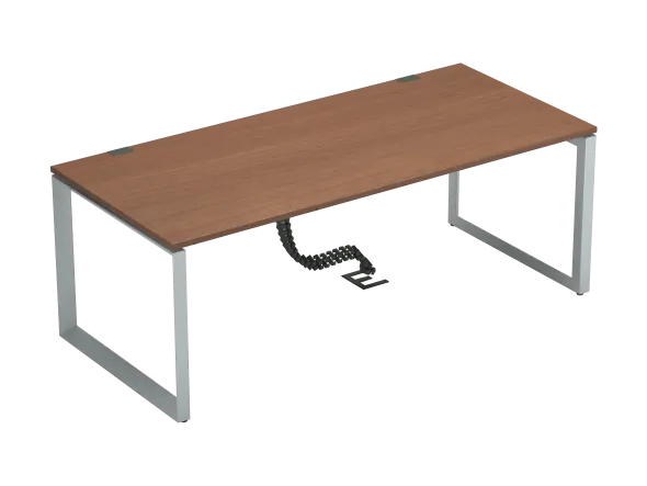Bureau droit placage bois FrameOne II Manager - l. 200 x pr. 90 cm - piétement cadre