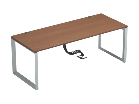 Bureau droit placage bois FrameOne II Manager - l. 200 x pr. 80 cm - piétement cadre