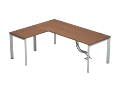 Bureau droit placage bois FrameOne II Manager - l. 200 x pr. 80 cm + retour l. 80 x pr. 60 cm - piétement arche
