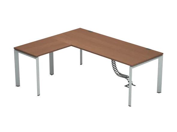 Bureau droit placage bois FrameOne II Manager - l. 200 x pr. 80 cm + retour l. 80 x pr. 60 cm - piétement arche