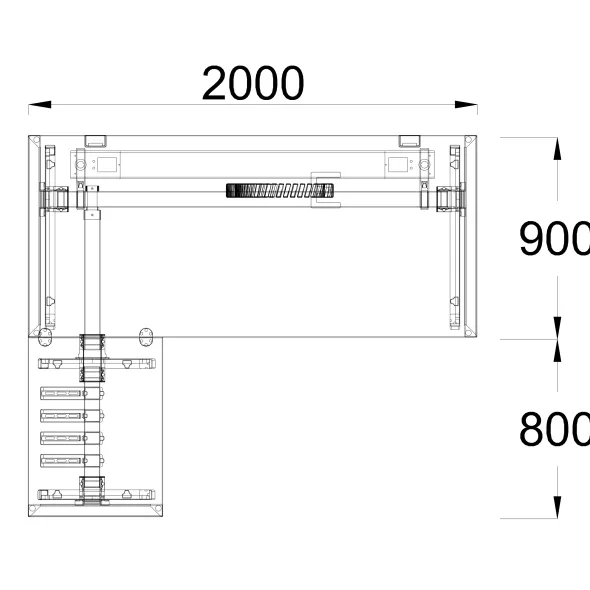 Bureau droit placage bois FrameOne II Manager - l. 200 x pr. 90 cm + retour l. 80 x pr. 60 cm - piétement arche