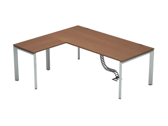 Bureau droit placage bois FrameOne II Manager - l. 200 x pr. 90 cm + retour l. 80 x pr. 60 cm - piétement arche