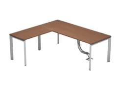 Bureau droit placage bois FrameOne II Manager - l. 200 x pr. 80 cm + retour l. 100 x pr. 60 cm - piétement arche