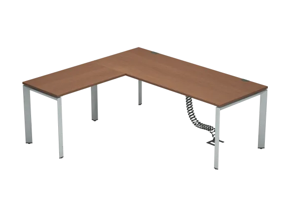 Bureau droit placage bois FrameOne II Manager - l. 200 x pr. 80 cm + retour l. 100 x pr. 60 cm - piétement arche